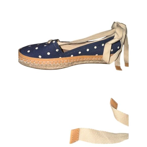 Antonio Melani Luluna Blue Polka Dot Ankle Wrap Espadrille Flats Size 7.5 - Picture 11 of 13